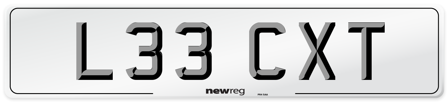 L33 CXT Number Plate from New Reg